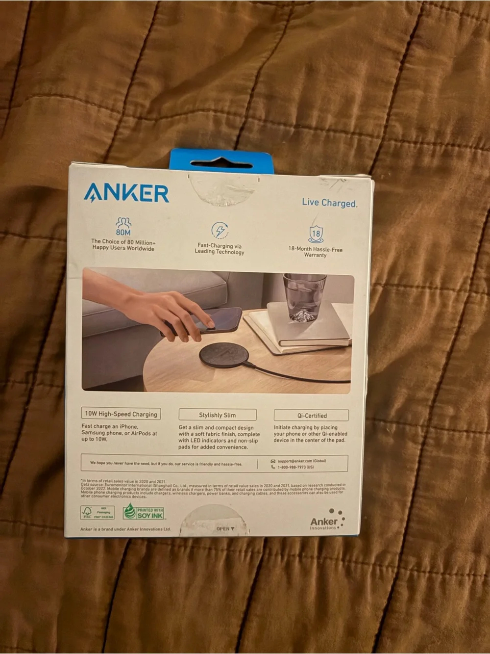 Anker Ultra-Slim Wireless Charging Pad 10W | Cable + Charger Bundle NWT